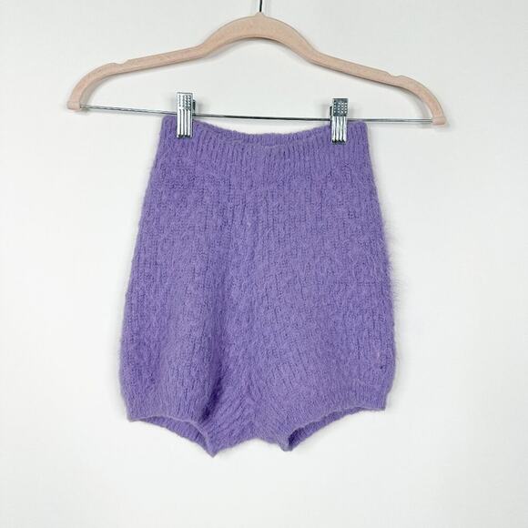 2/$30 ZARA Fuzzy Knit Shorts High Waist Lilac Small #A0654 - Picture 3 of 8